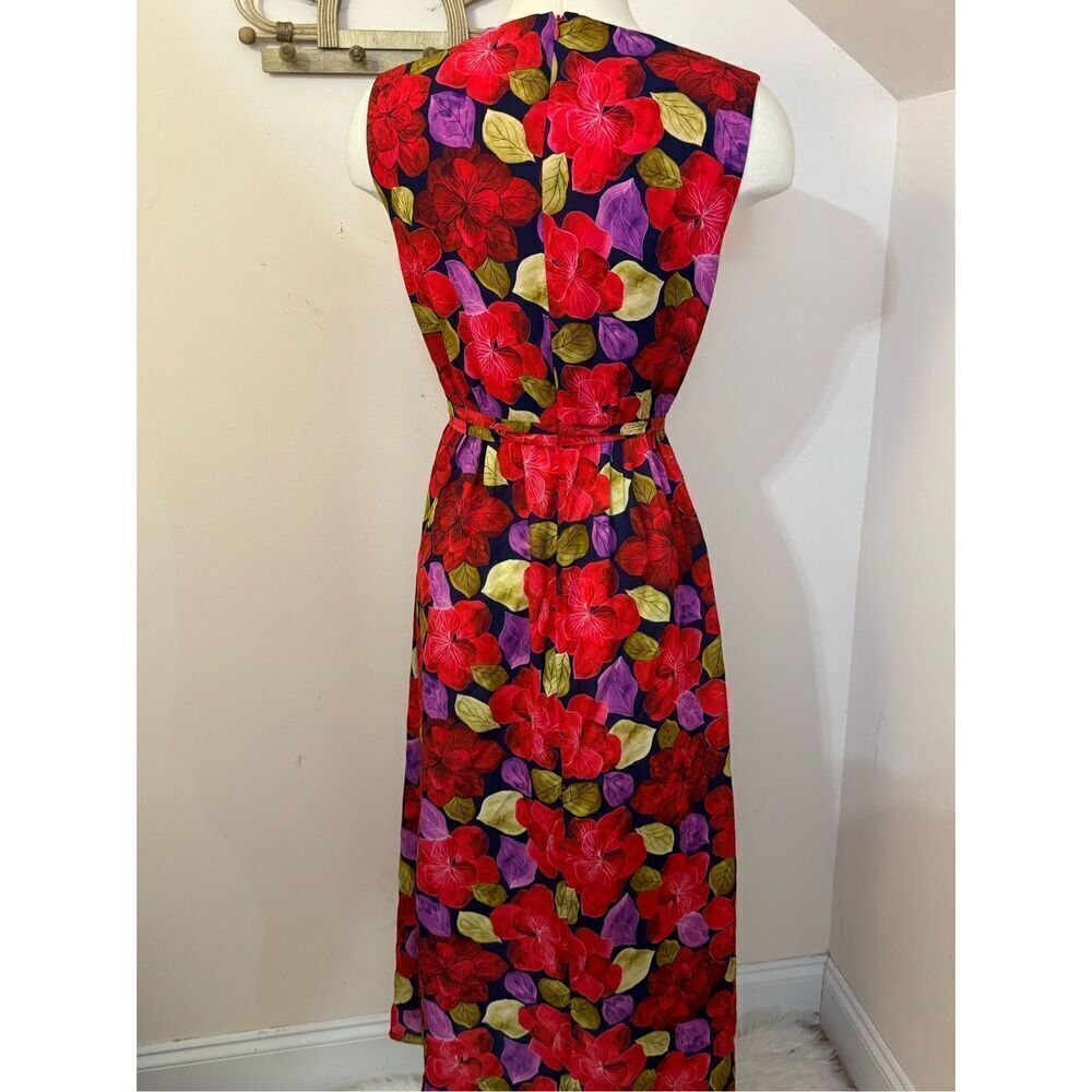DYVNA Red Floral Silk Maxi Dress S